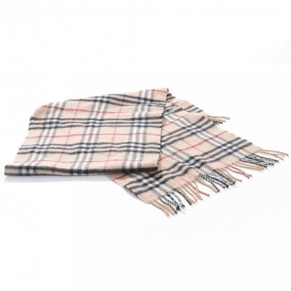 Burberry Cashmere Classic Check Fringe Scarf Camel 1 of 4