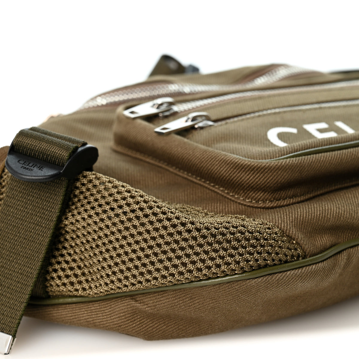 Cotton Gabardine Logo Print Trekking Belt Bag Khaki