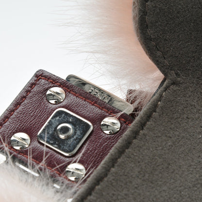 Fendi Shiny Nappa Mink Fox Fur Crystal Micro Buggie Baguette Bordeaux Rust Multicolor 8 of 8