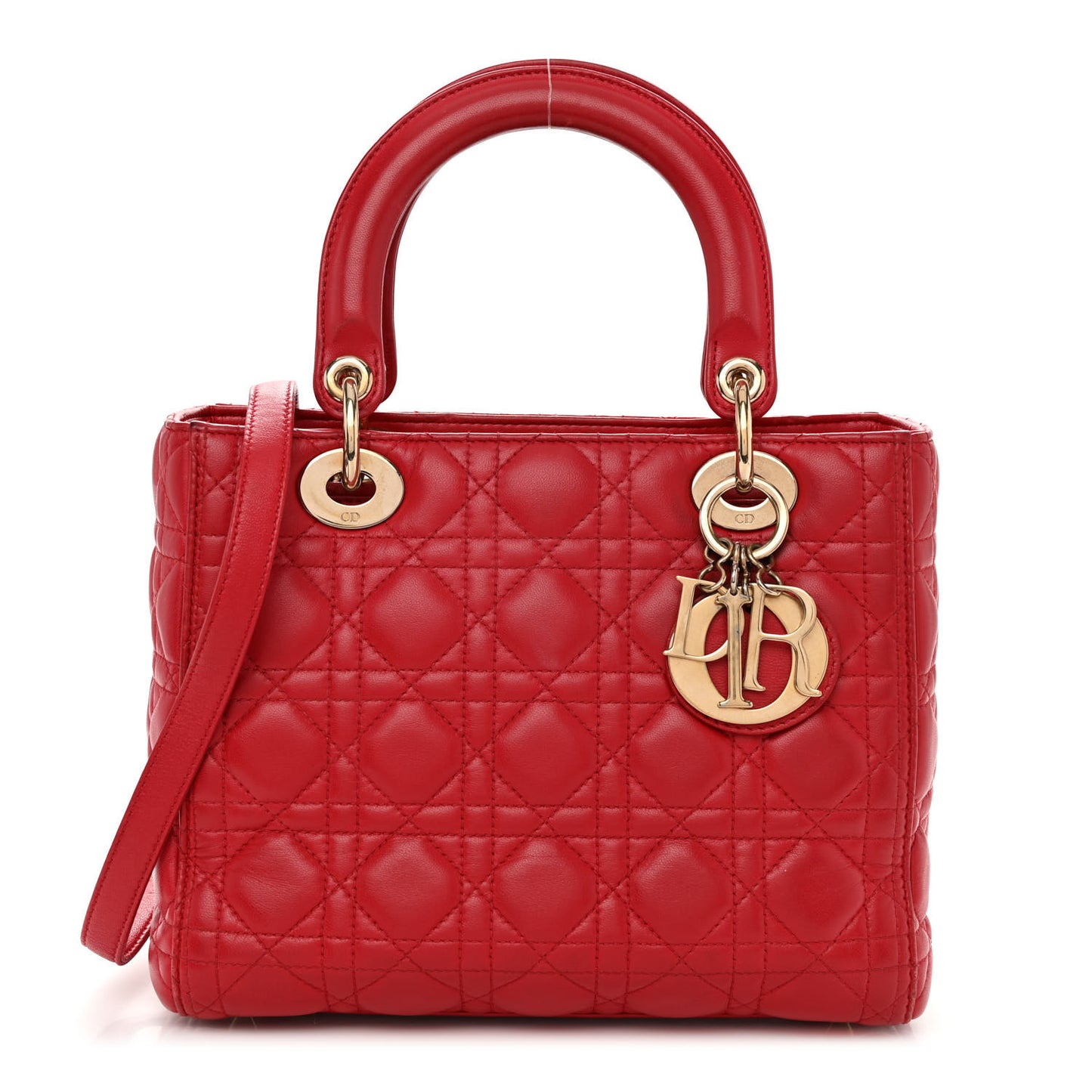 Lambskin Cannage Medium Lady Dior Red