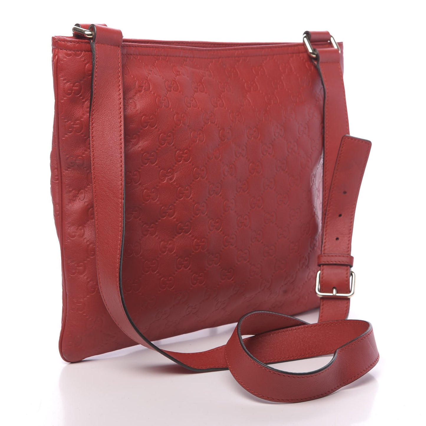 Guccissima Medium Flat Messenger Bag Red