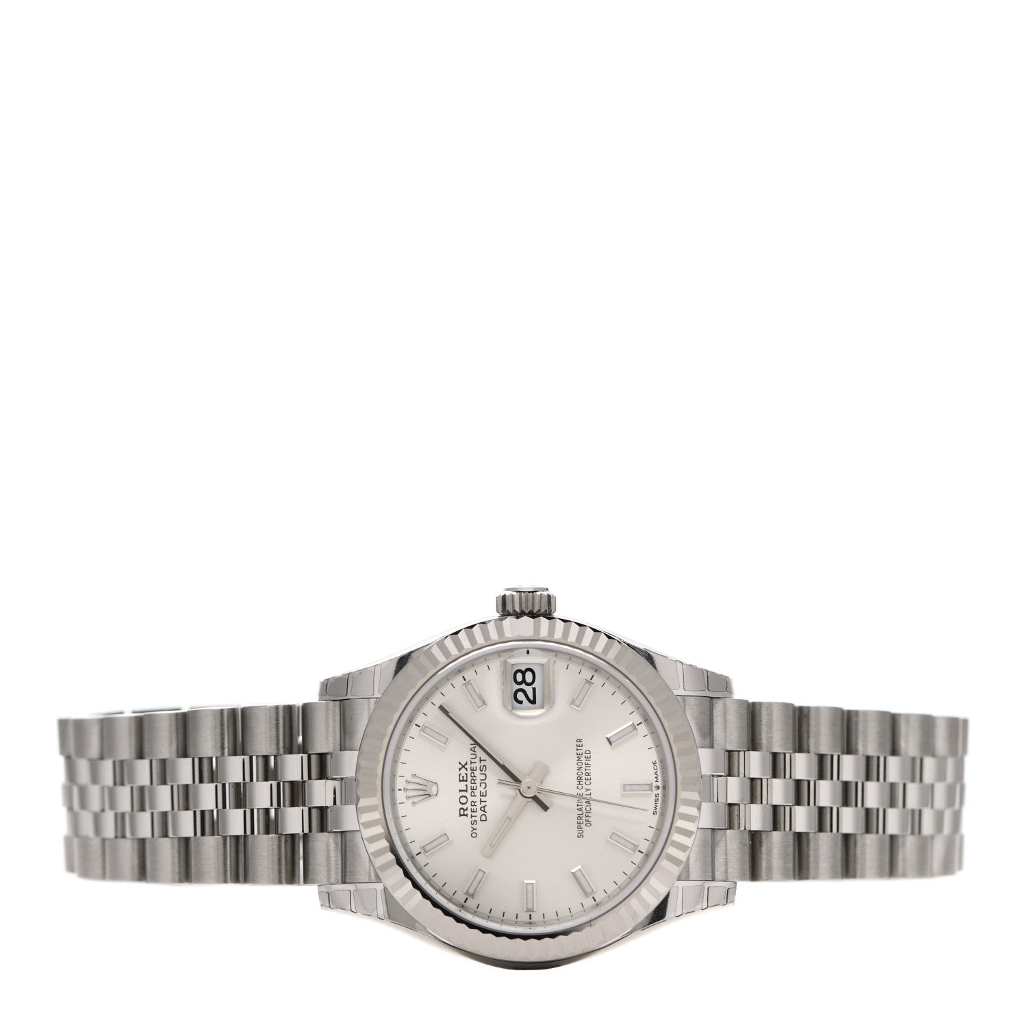 Rolex Stainless Steel 18K White Gold 31mm Oyster Perpetual Datejust Watch Silver 278274 2 of 5