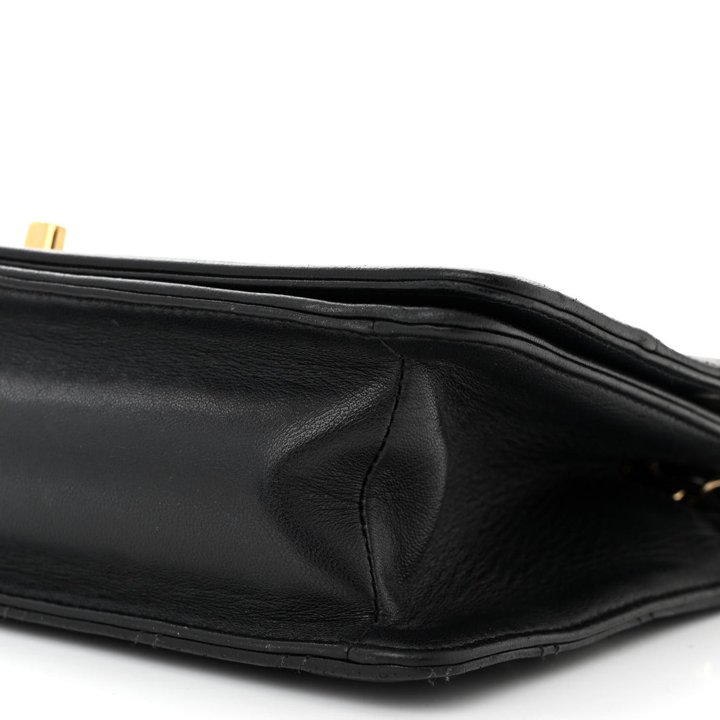 Calfskin Chevron Quilted Flap Black