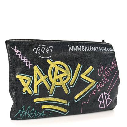 Balenciaga Agneau Arena Graffiti All Over Explorer Pouch Black Multicolor 3 of 8