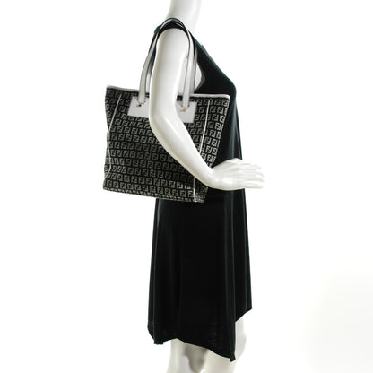 Fendi Zucchino Vitello Tote Black White 2 of 8