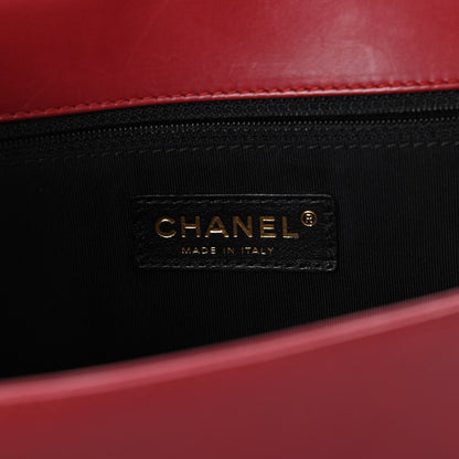 Chanel Glazed Calfskin Large Boy Flap Red 6 of 10
