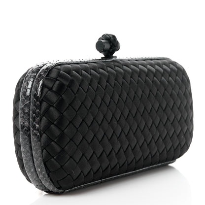 Bottega Veneta Satin Ayers Intreccio Impero Stretch Knot Clutch Black 3 of 9