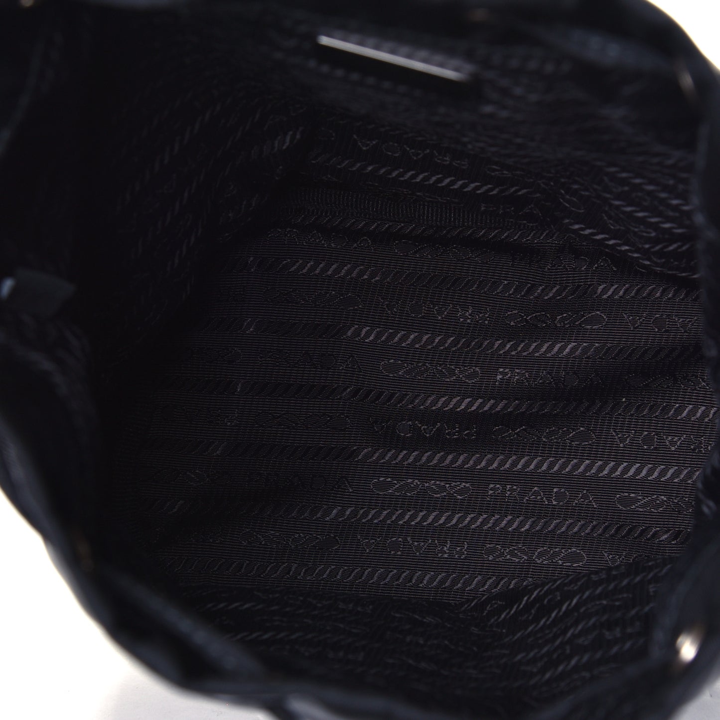 Saffiano Tessuto Nylon Vela Bucket Wristlet Black