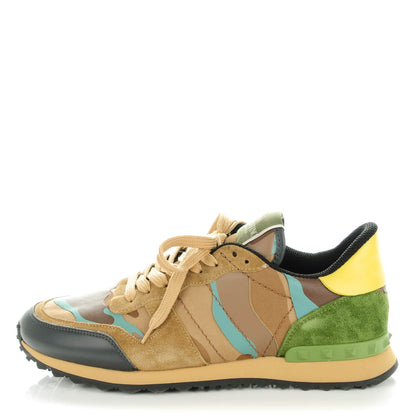 Valentino Garavani Nappa Suede Camouflage Womens Rockrunner Sneakers 41 Multicolor 1 of 7