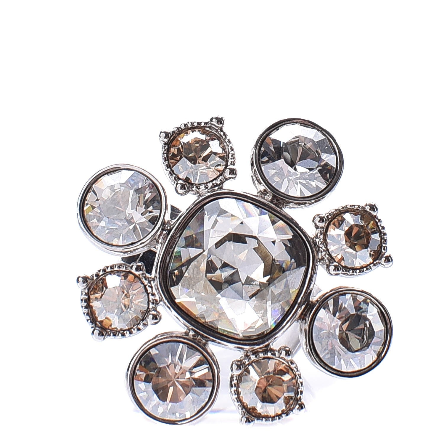 Chanel Crystal CC Ring 7 Silver 1 of 4