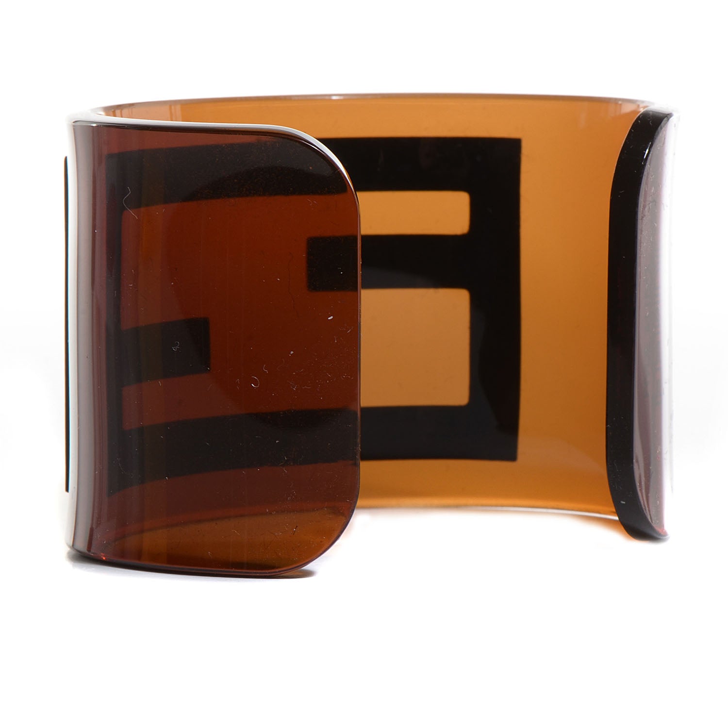 Fendi Resin FF Logo Cuff Bracelet Gold 3 of 5