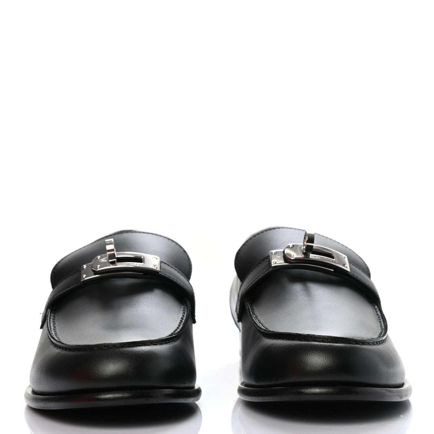 Hermes Calfskin Womens Destin Loafer 38.5 Black 2 of 9