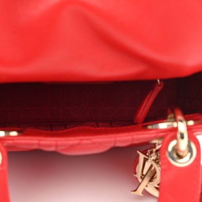 Christian Dior Lambskin Cannage Mini Lady Dior Geranium 9 of 21