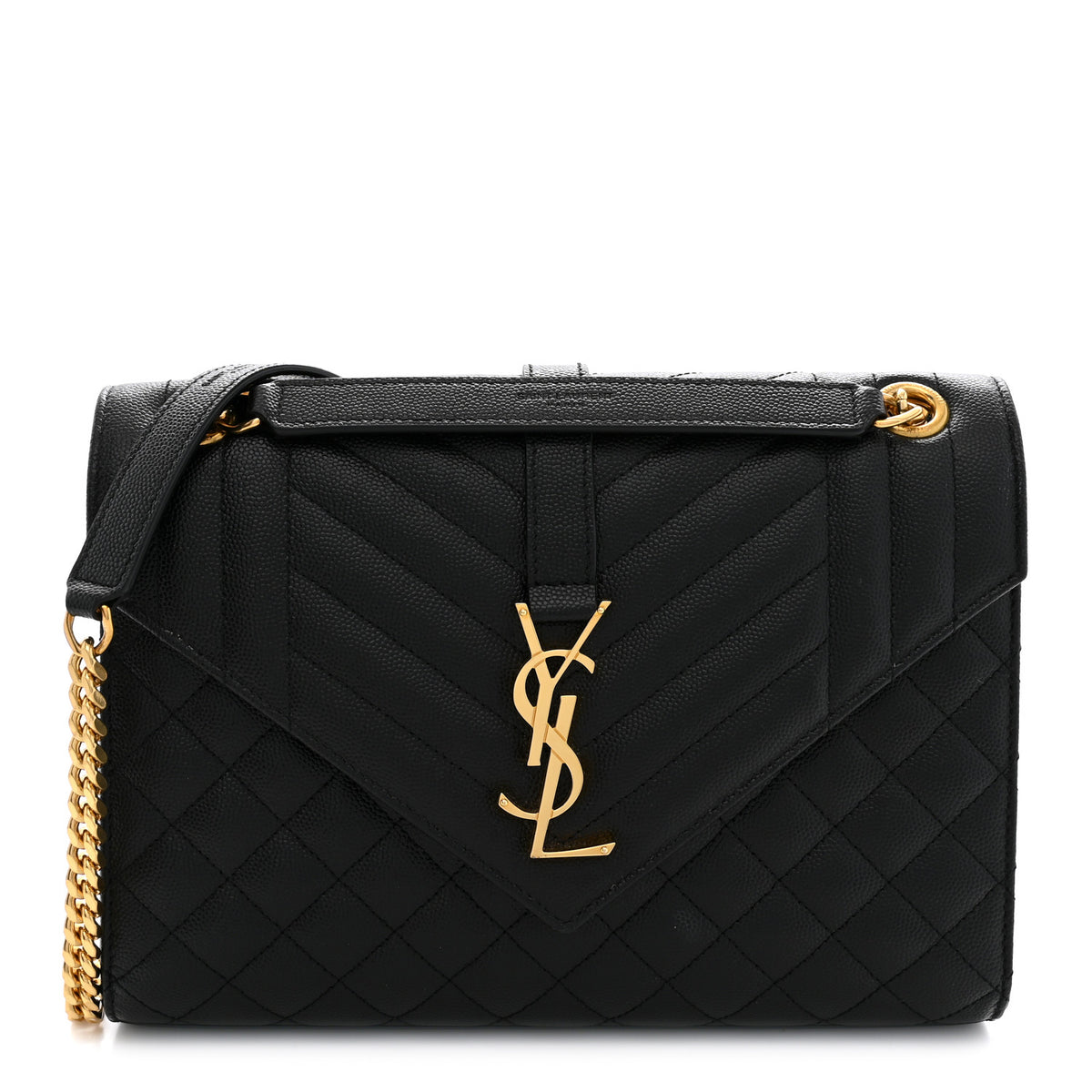 Saint Laurent Grain De Poudre Textured Mixed Matelasse Triquilt Medium Monogram Satchel Black 1 of 11