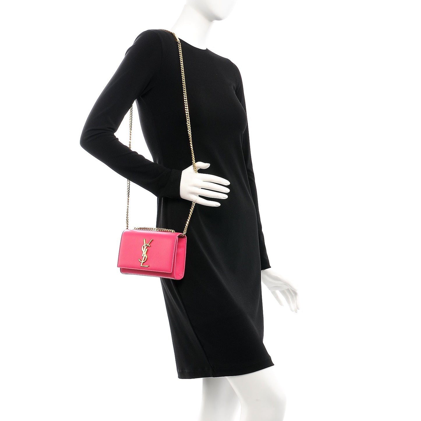 Grain De Poudre Small Monogram Kate Satchel Fuchsia