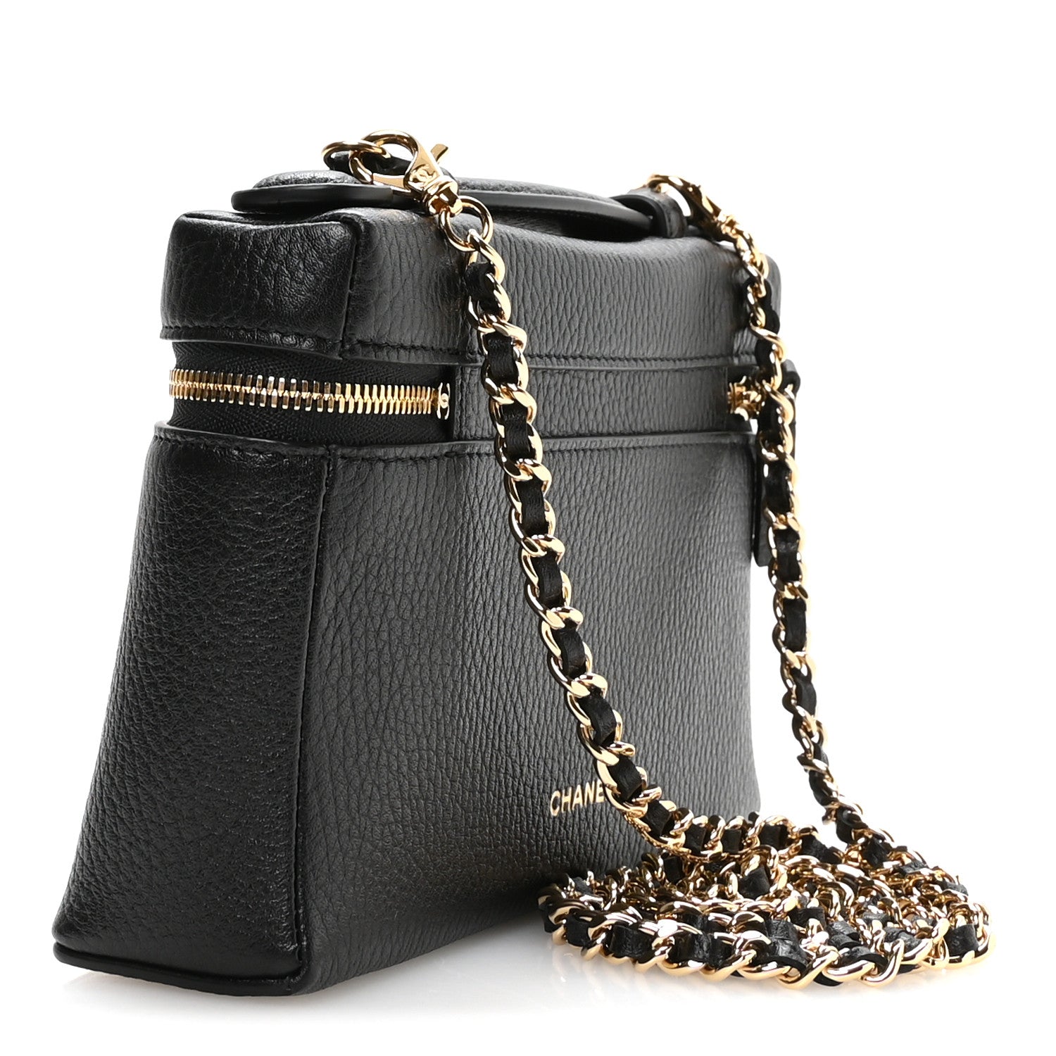 Chanel Grained Calfskin Small Supple Trapeze Vanity With Chain Black 2 of 10