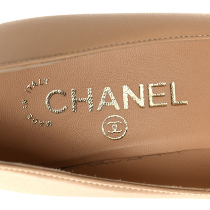 Chanel Lambskin Grosgrain Cap Toe CC Pearl Pumps 36.5 Beige Black 9 of 11