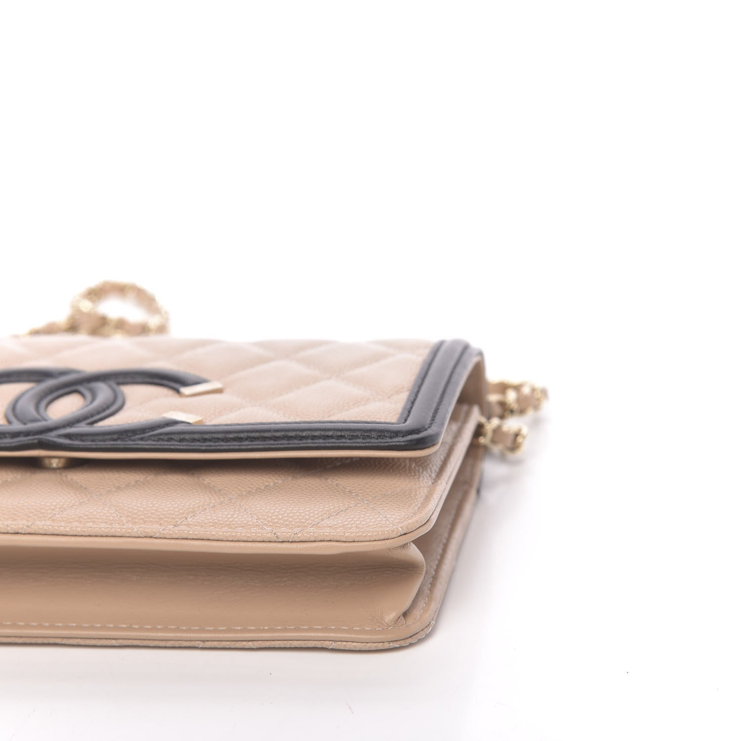Chanel Caviar Quilted CC Filigree Wallet On Chain WOC Beige Black 11 of 11