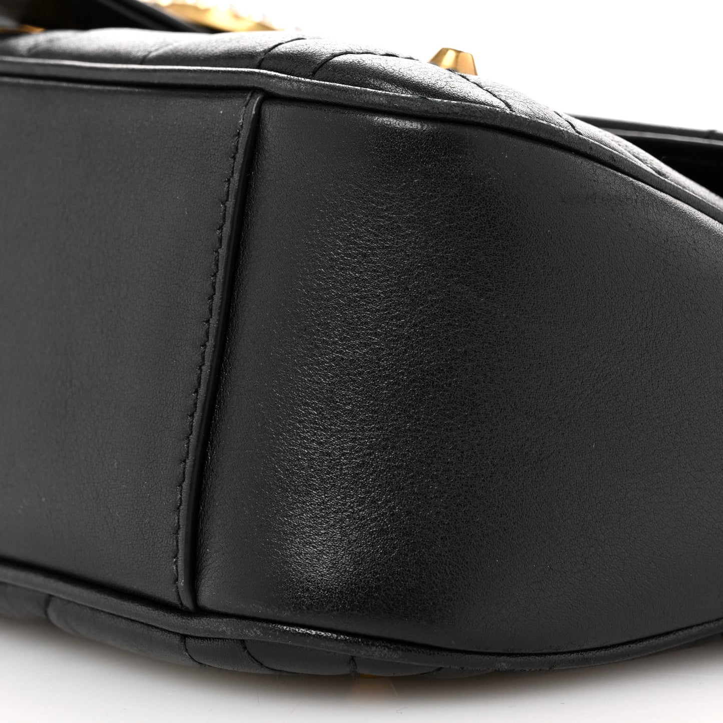 Calfskin Matelasse Studded Small Pearly GG Marmont Shoulder Bag Black
