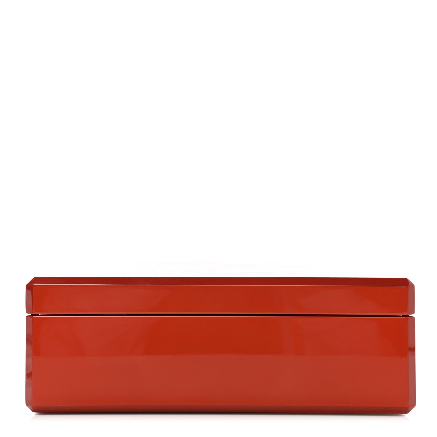 Hermes Lacquered Wood Facettes H en Dedale Jewelry Box Orange Sanguine 1 of 11