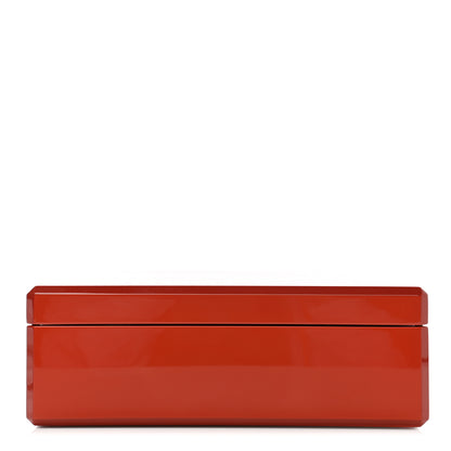 Hermes Lacquered Wood Facettes H en Dedale Jewelry Box Orange Sanguine 1 of 11