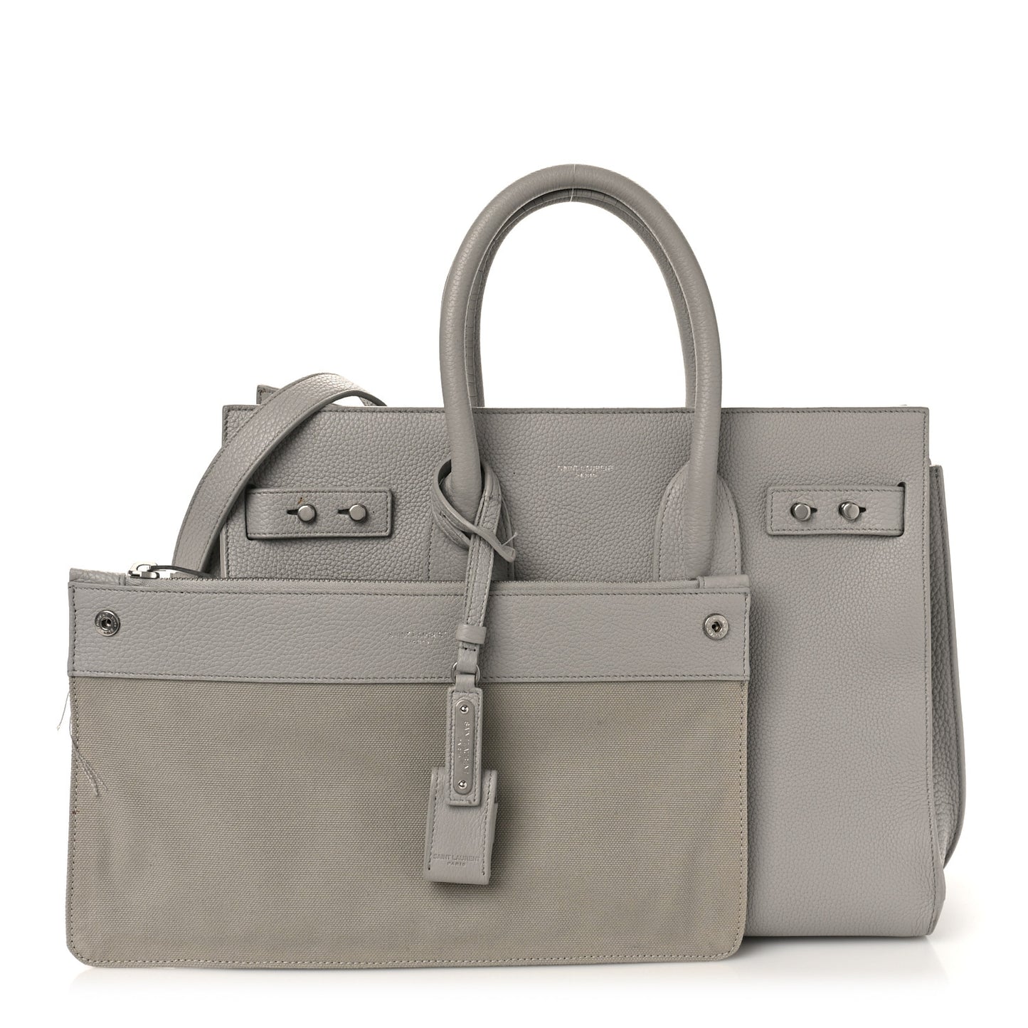 Grained Calfskin Small Supple Sac De Jour Mouse Grey