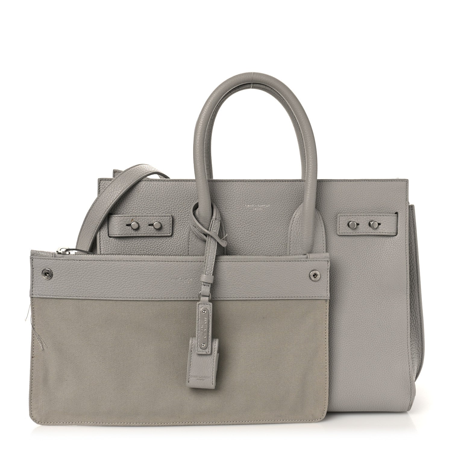 Saint Laurent Grained Calfskin Small Supple Sac De Jour Mouse Grey 1 of 12