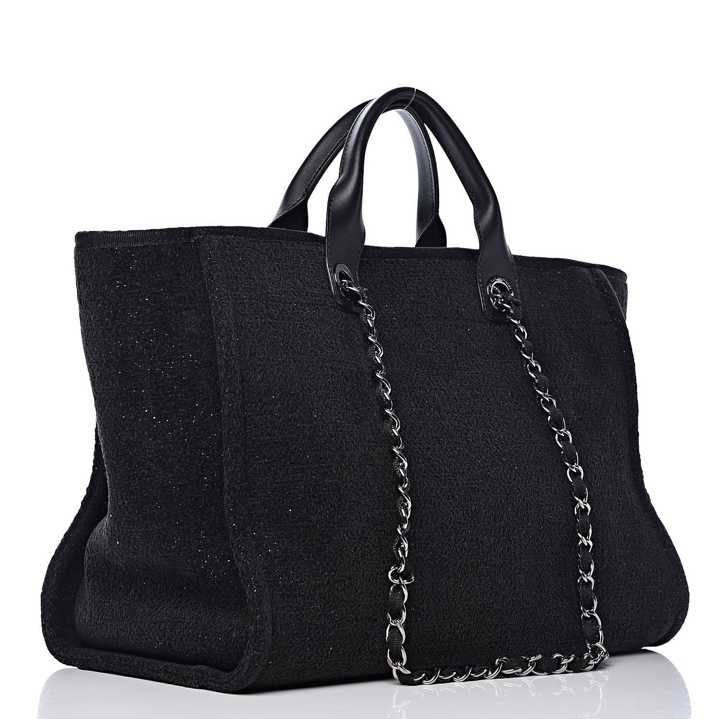 Lurex Boucle Medium Deauville Tote Black