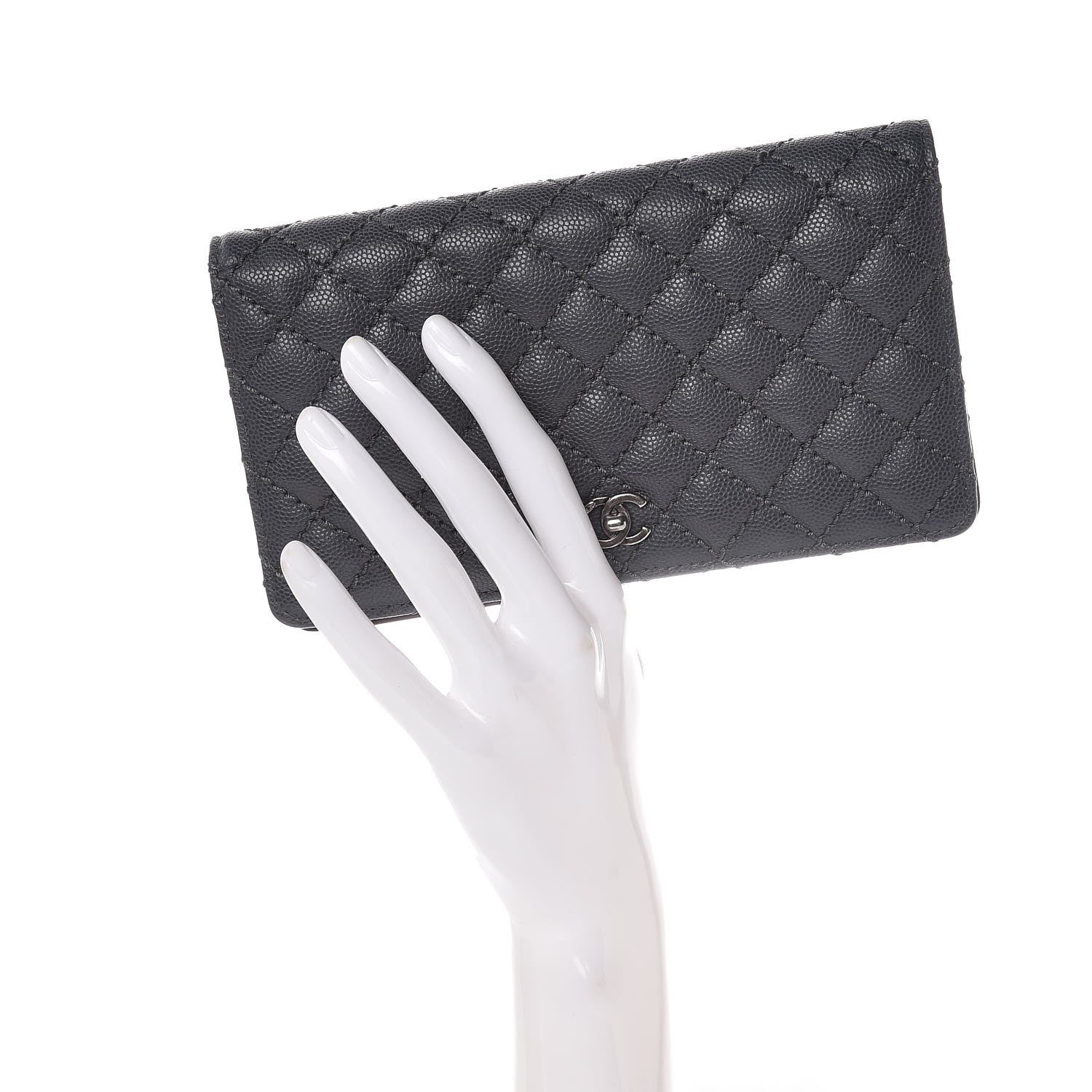 Chanel Caviar Micro Quilted Yen Wallet Grey 2 of 8