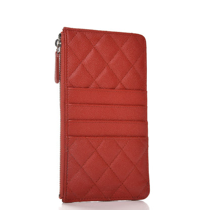 Chanel Caviar Quilted Flat Wallet Pouch Red 3 of 8