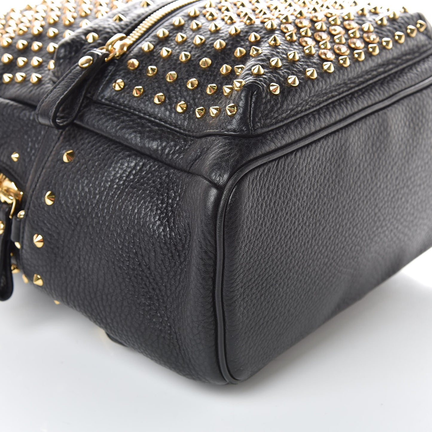Grainy Lambskin Crystal Studded Small Stark Backpack Black