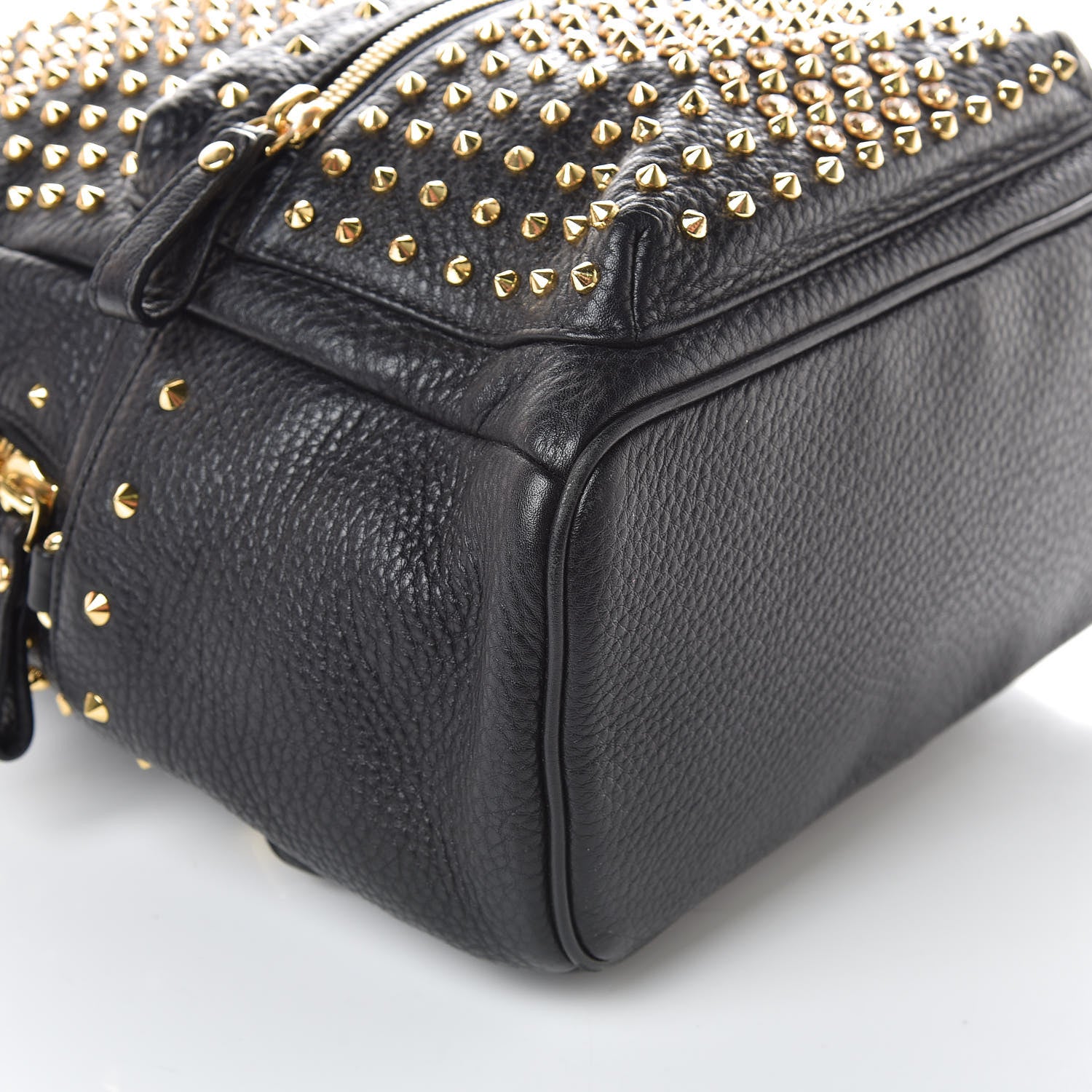 MCM Grainy Lambskin Crystal Studded Small Stark Backpack Black 7 of 8