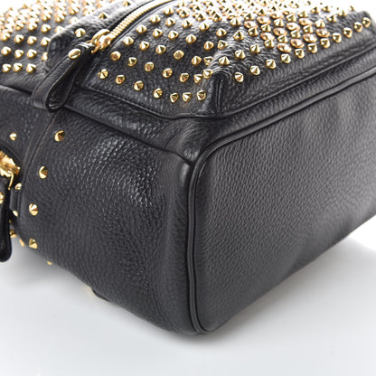 MCM Grainy Lambskin Crystal Studded Small Stark Backpack Black 7 of 8