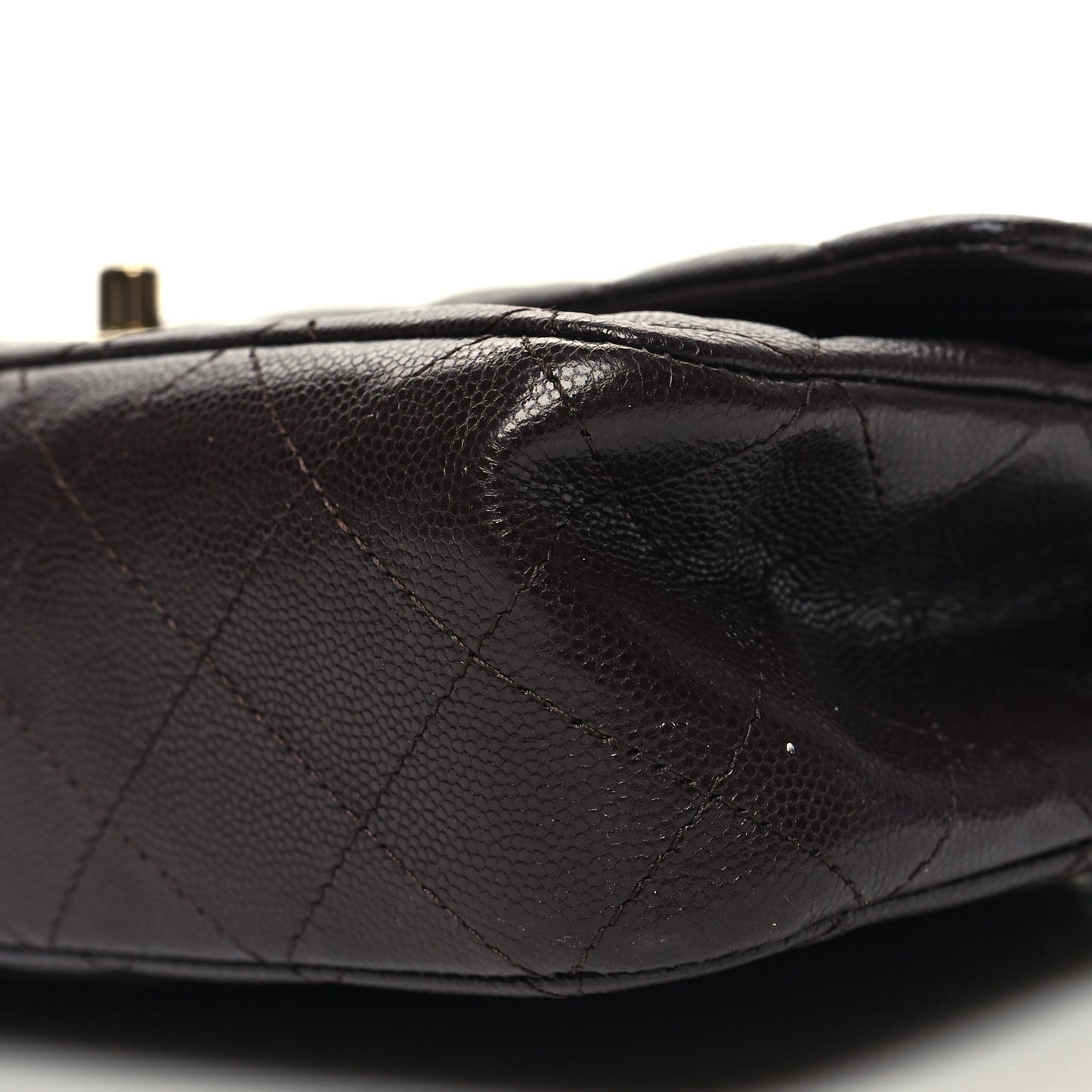 Caviar Quilted Small Double Flap Dark Brown