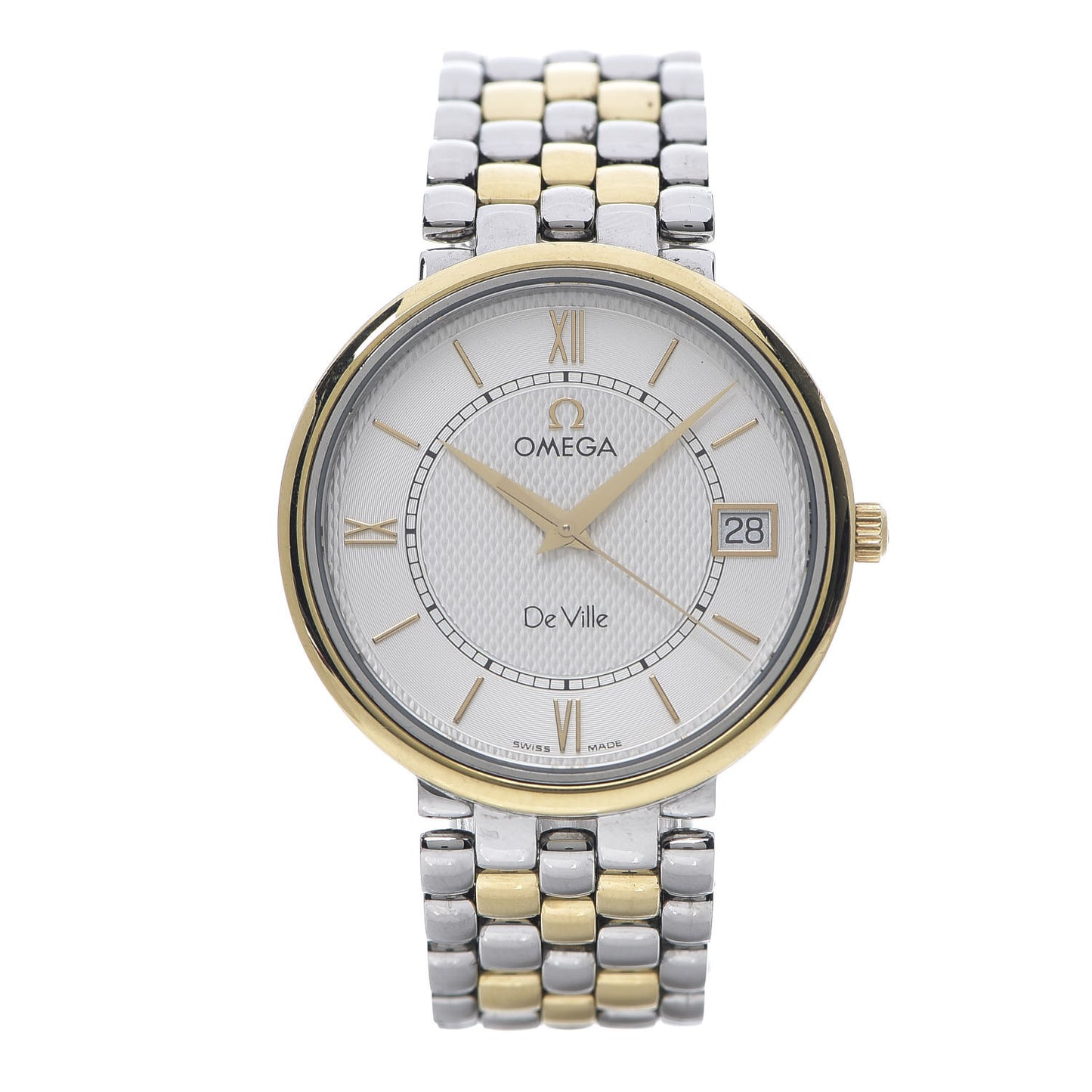 Stainless Steel 18K Yellow Gold 33mm De Ville Co-Axial Quartz Watch White 7314.31.00