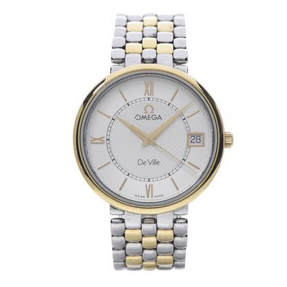 Omega Stainless Steel 18K Yellow Gold 33mm De Ville Co-Axial Quartz Watch White 7314.31.00 1 of 5