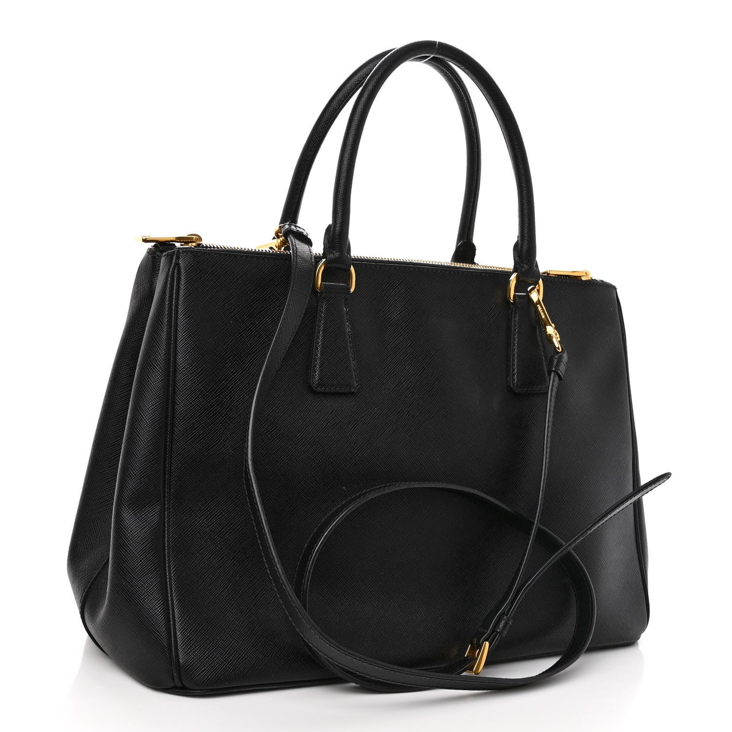 Saffiano Medium Galleria Double Zip Tote Black
