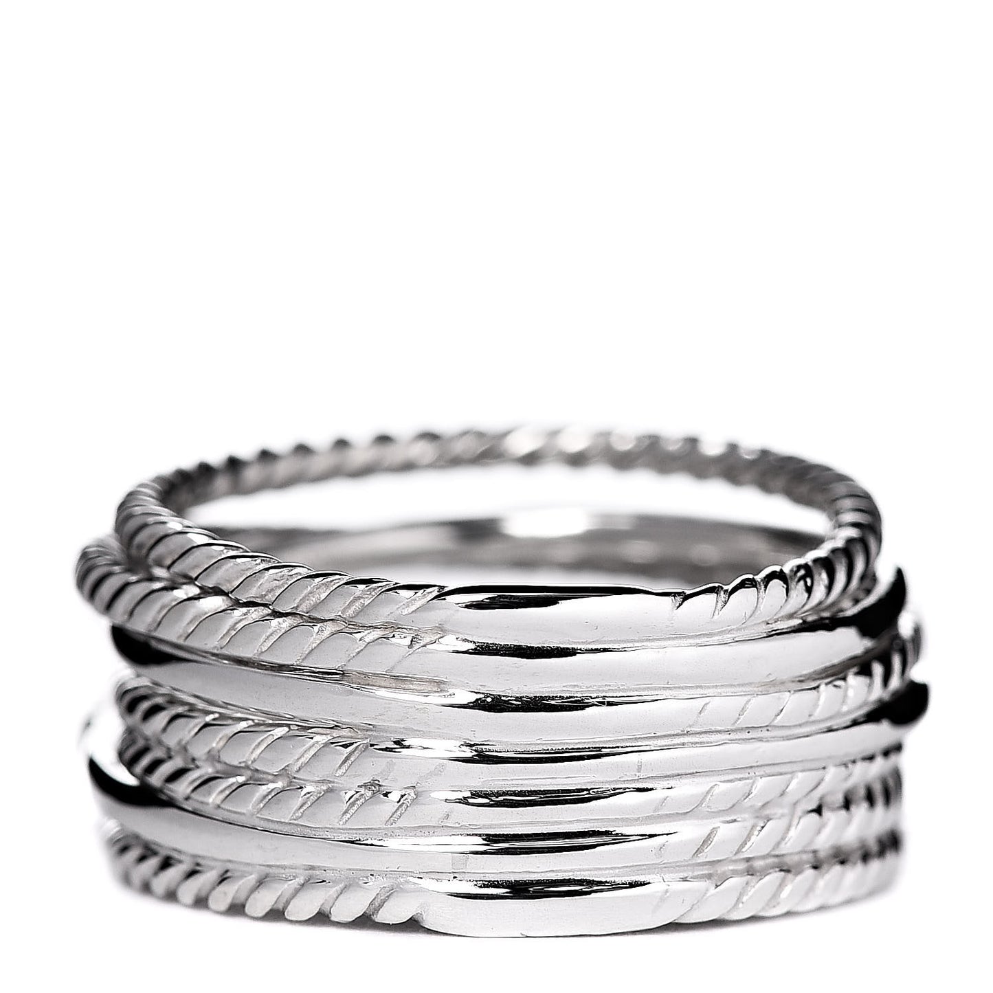 Sterling Silver Diamond 12mm Wide Crossover Cable Ring 56 7.5