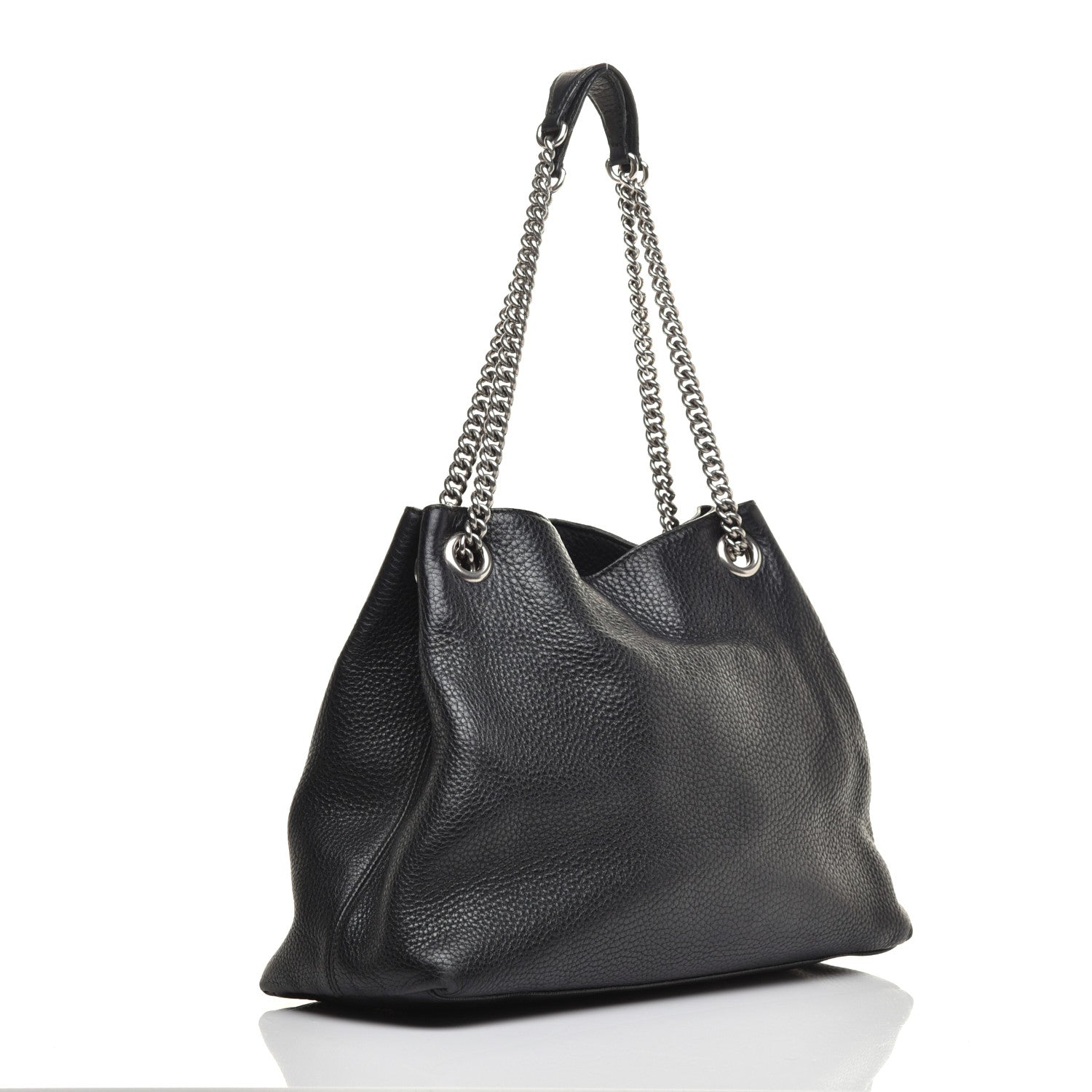 Gucci Pebbled Calfskin Studded Medium Soho Chain Shoulder Bag Black 3 of 10