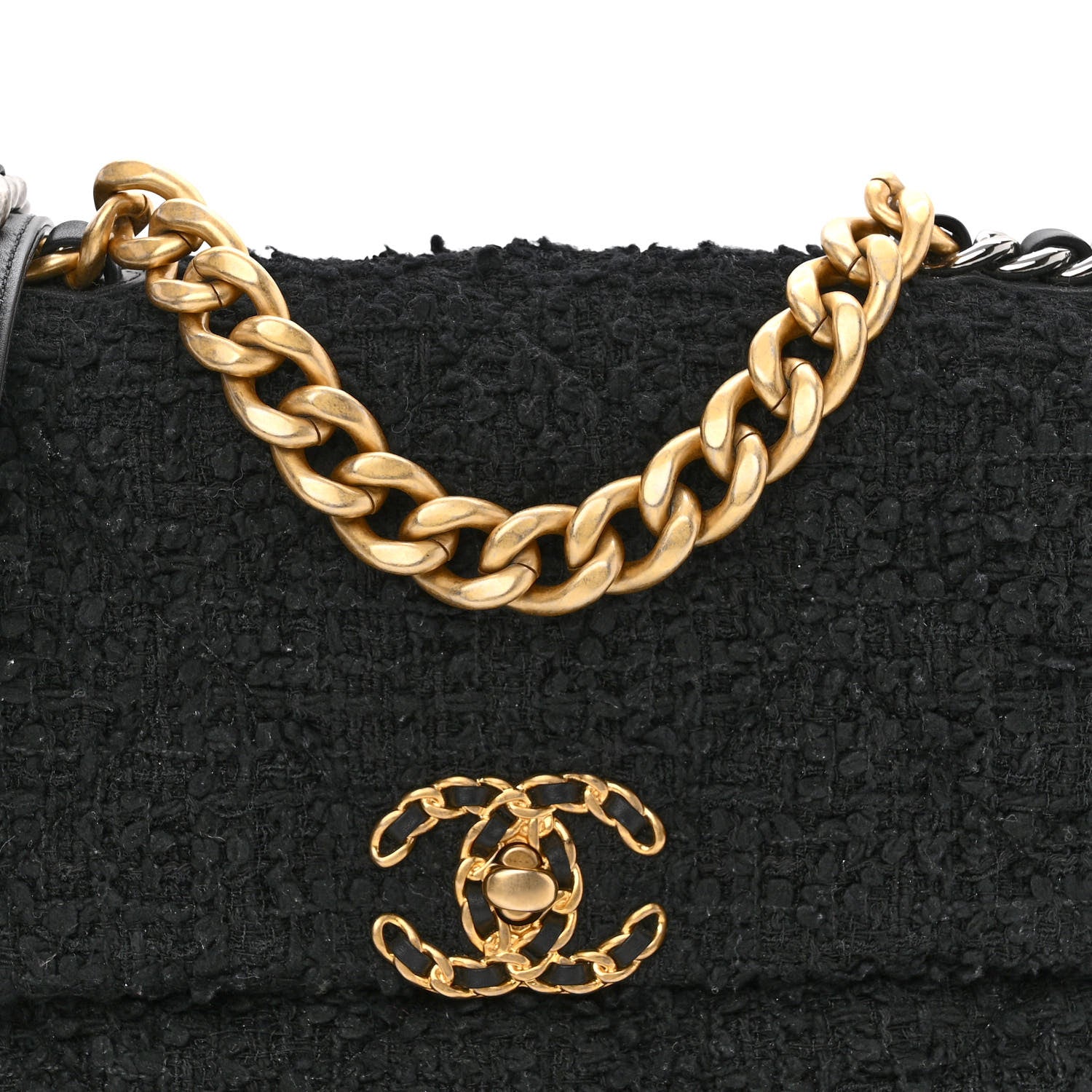 Chanel Tweed Quilted Medium Chanel 19 Flap Black 7 of 9