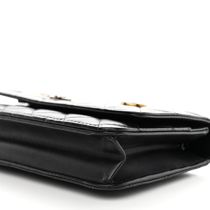 Chanel Aged Calfskin Quilted Lucky Charms 2.55 Reissue Wallet On Chain WOC Black 11 of 13