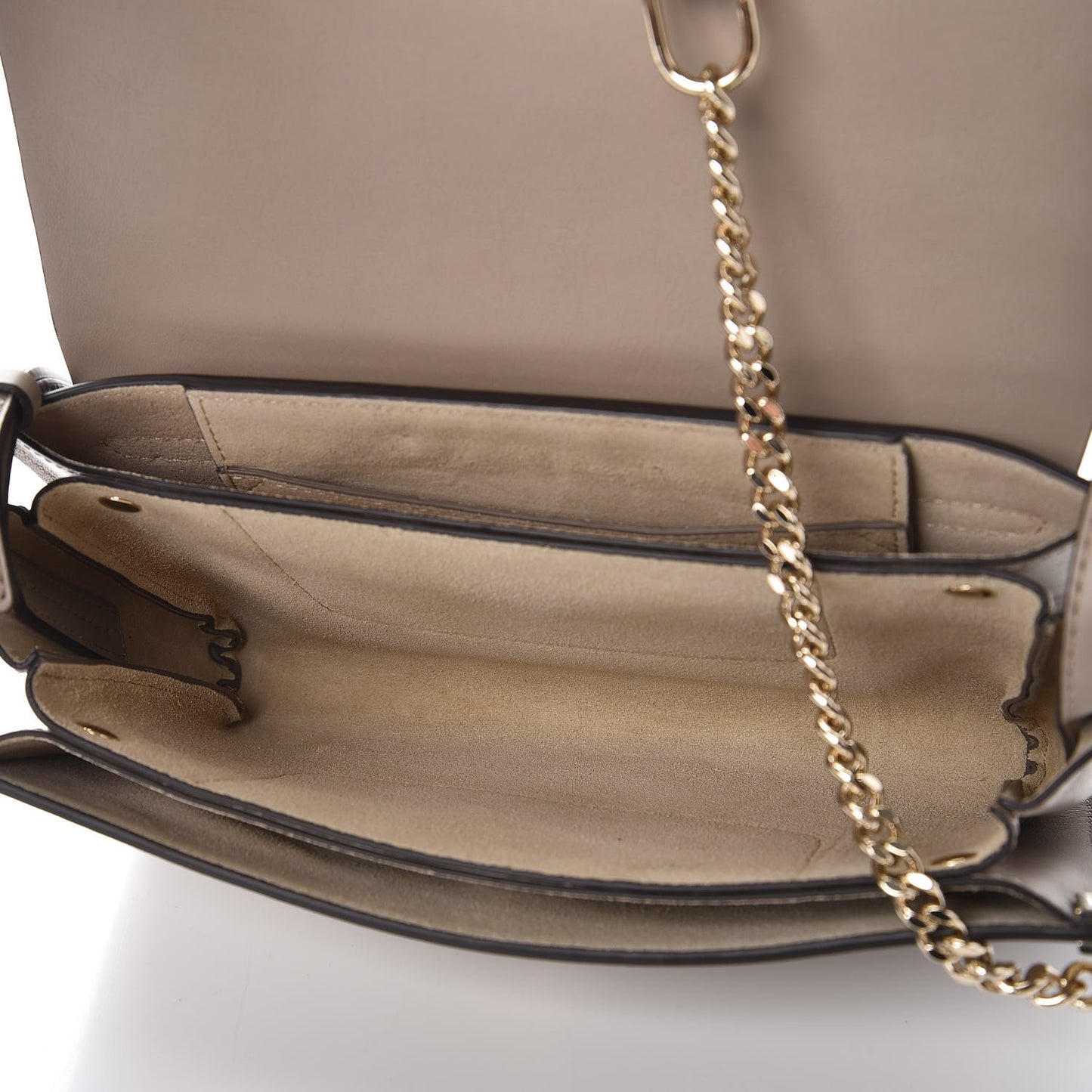 Suede Calfskin Small Faye Shoulder Bag Motty Grey