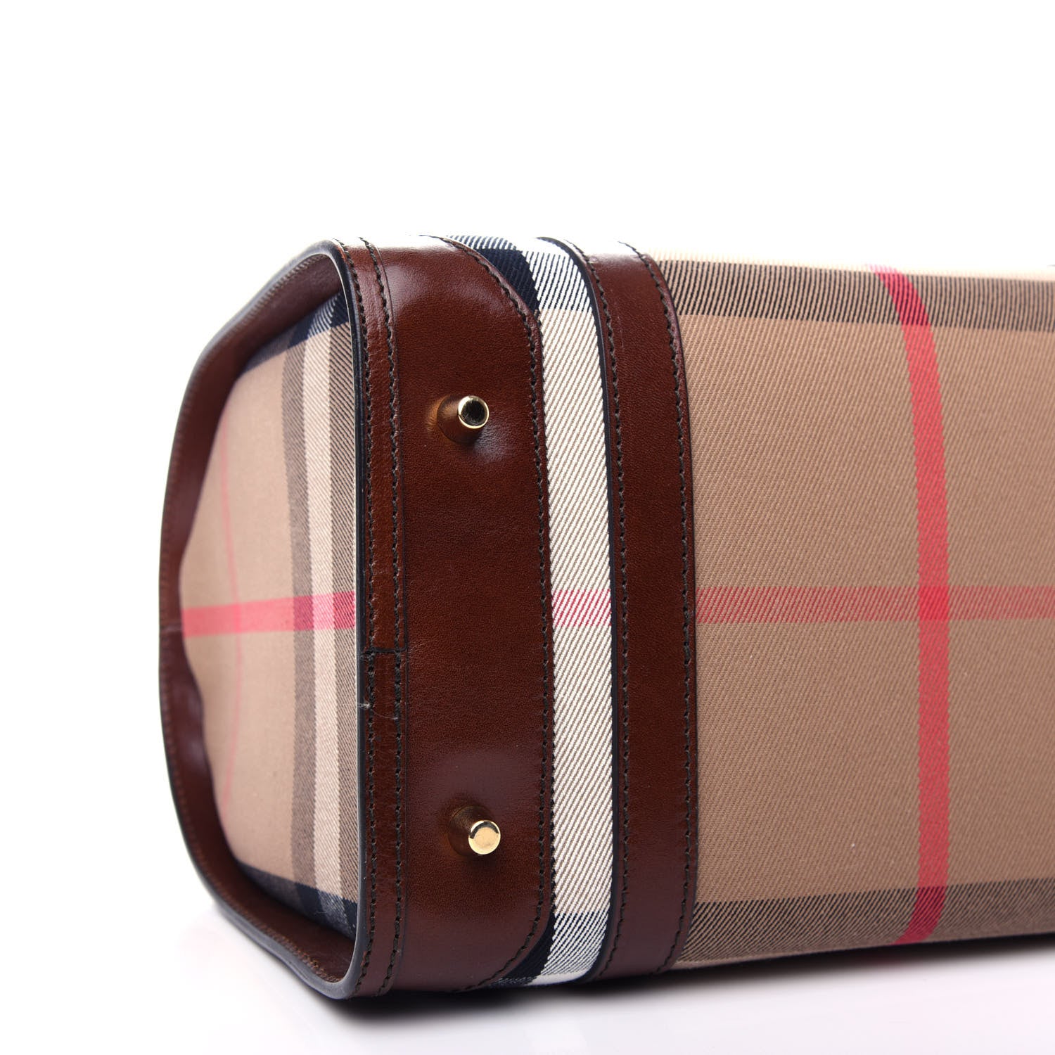 Burberry Bridle Calfskin House Check Medium Chester Bowling Bag Dark Tan 9 of 12
