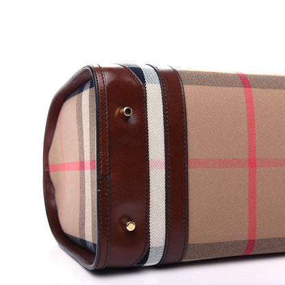 Burberry Bridle Calfskin House Check Medium Chester Bowling Bag Dark Tan 9 of 12