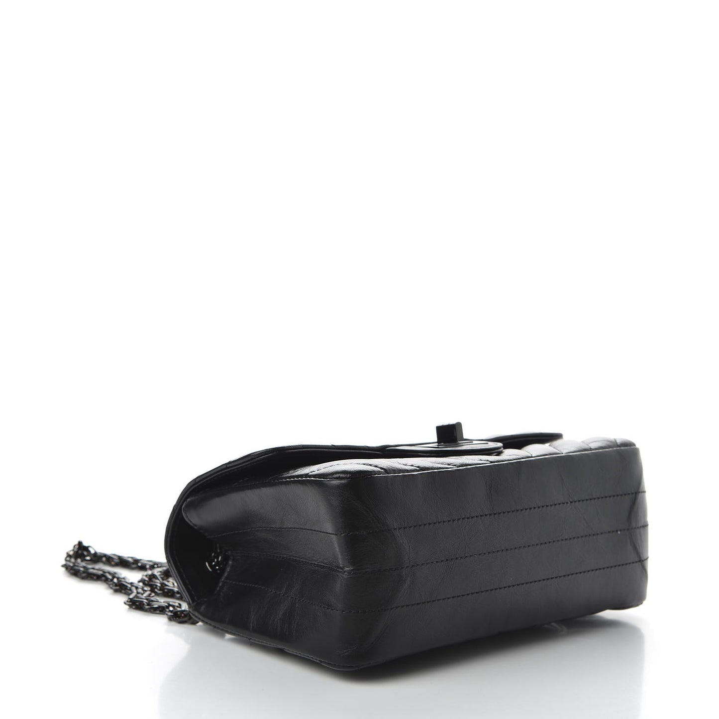 Aged Calfskin Chevron Quilted 2.55 Reissue Mini Flap So Black