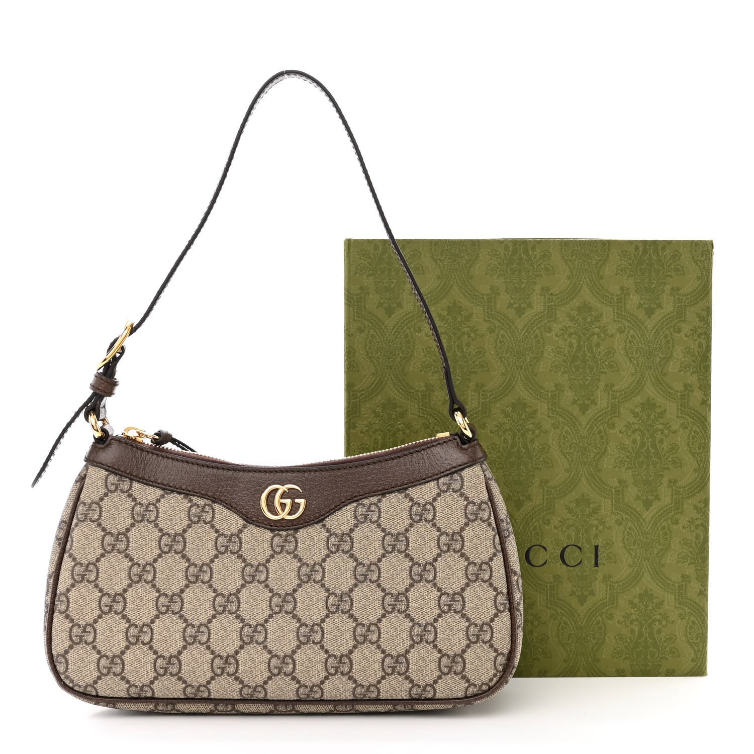 Gucci GG Supreme Monogram Textured Dollar Calfskin Small Ophidia Hobo Beige Ebony New Acero 11 of 11