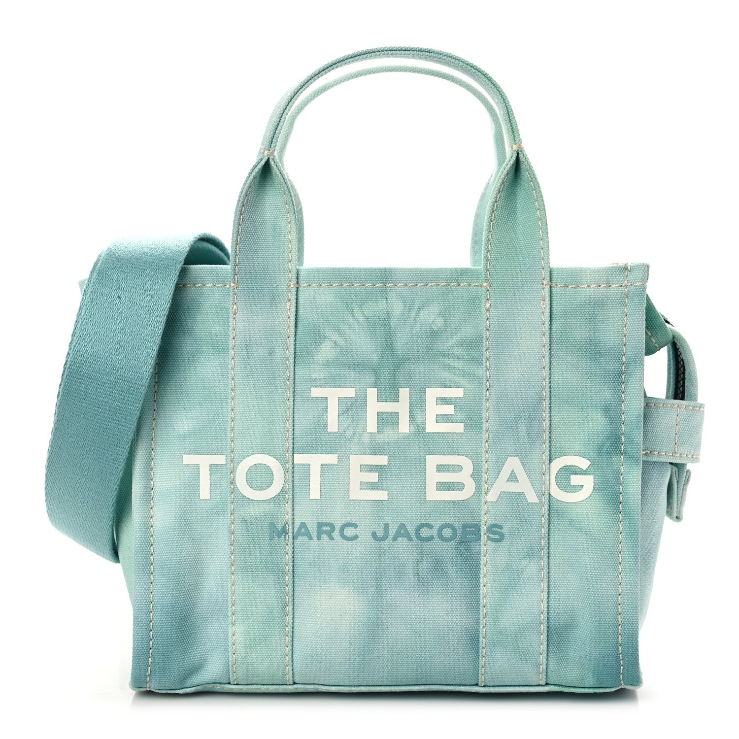 Marc Jacobs Cotton Canvas Mini The Traveler Tote Bag Teal Tie Dye 1 of 9