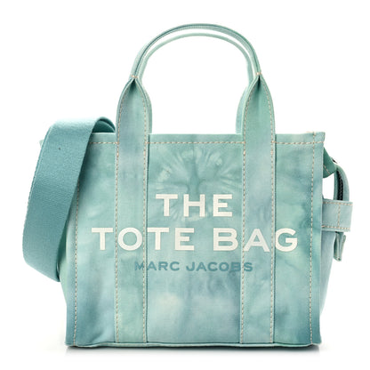 Marc Jacobs Cotton Canvas Mini The Traveler Tote Bag Teal Tie Dye 1 of 9