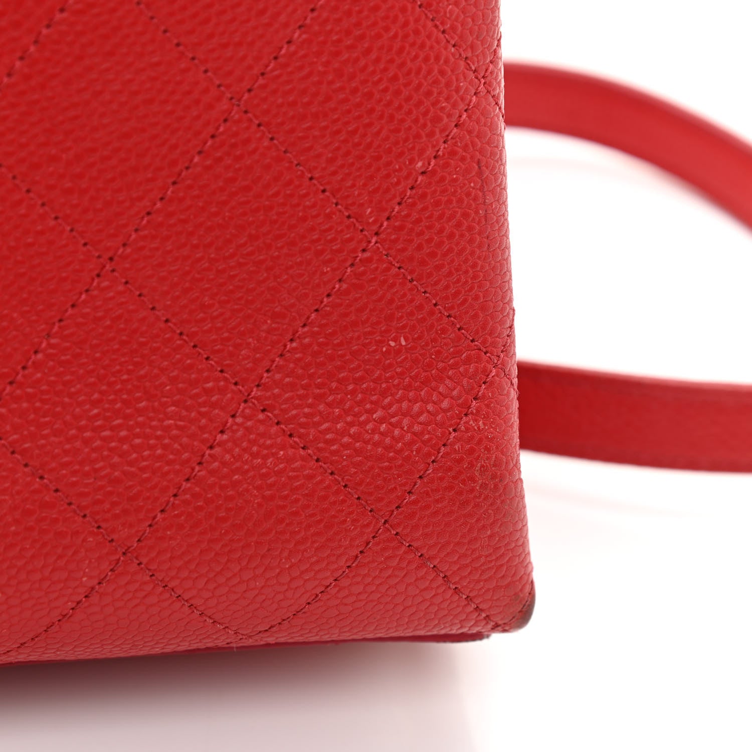 Chanel Grained Calfskin Small Stitched Flap Red 13 of 14