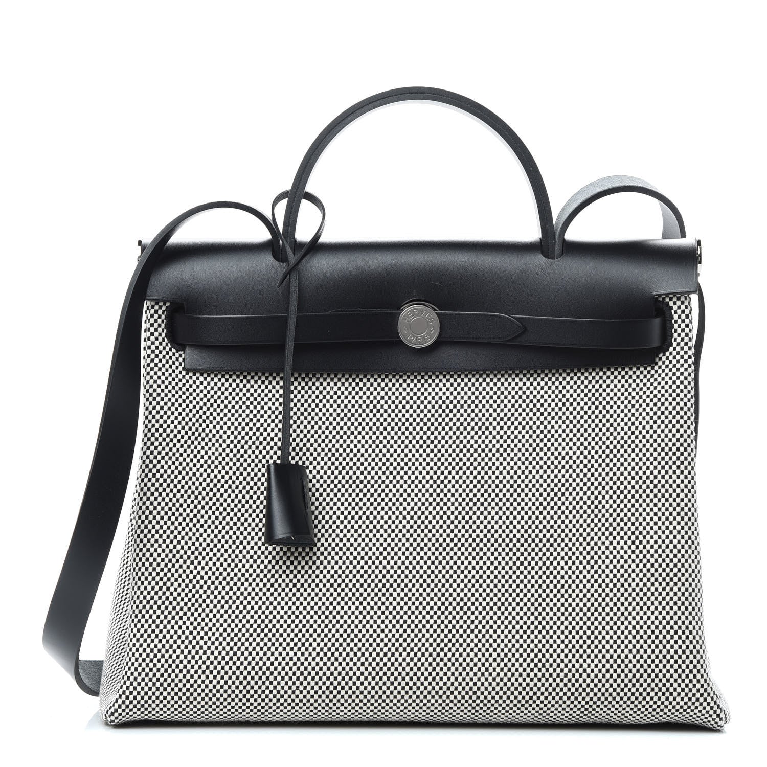 Hermes Vache Hunter Criss Viking Herbag Zip Retourne 31 PM Ecru Black 4 of 13